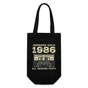 1986 Birthday Born In 1986 Vintage Retro - Gift Bag for Bottles - black - Front