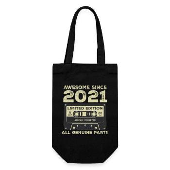 2021 Geburtstag geboren im Jahr 2021 Vintage Retro - Geschenkbeutel für Flaschen - Schwarz - Vorne