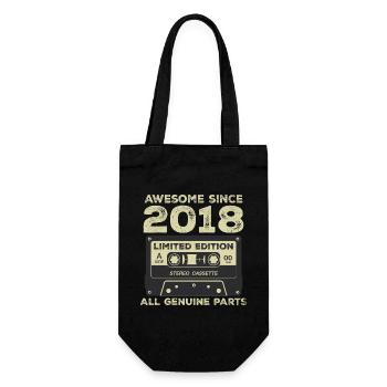 2018 Geburtstag geboren im Jahr 2018 Vintage Retro - Geschenkbeutel für Flaschen - Schwarz - Vorne