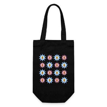 Sterne in rosa und hellblau mit sehr süßen Hasen. - Geschenkbeutel für Flaschen - Schwarz - Vorne
