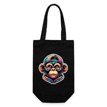 Affe Hoodie Cap bunt - Geschenkbeutel für Flaschen - Schwarz - Vorne