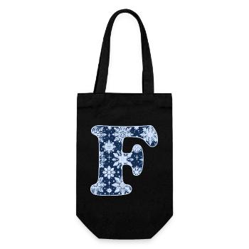 Buchstabe F Schneeflocken - Geschenkbeutel für Flaschen - Schwarz - Vorne