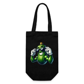 Cool Cucumber Pickle Vegetables Cartoon - Gift Bag for Bottles - black - Front