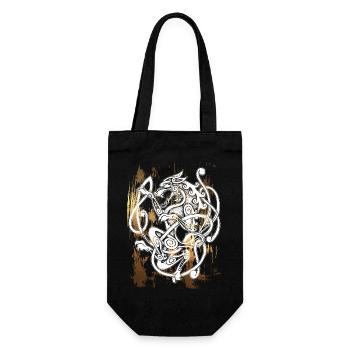 FENRIR Wolf - Odin - Vintage - usedlook - Geschenkbeutel für Flaschen - Schwarz - Vorne
