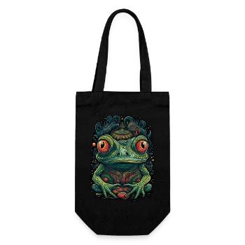 Trippy Frog - Psychedelic Motif - Gift Bag for Bottles - black - Front