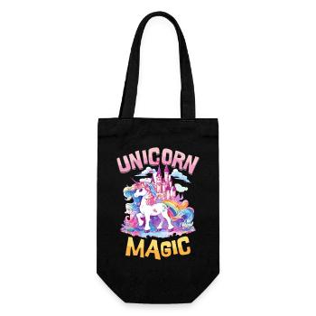 Einhorn Magie Regenbogen Schloss Bunt Fantasie - Geschenkbeutel für Flaschen - Schwarz - Vorne