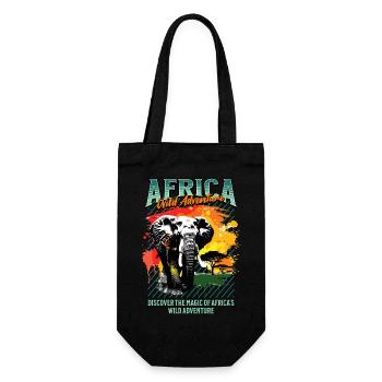 Afrika Elefant Natur Abenteuer Wildnis Safari - Geschenkbeutel für Flaschen - Schwarz - Vorne