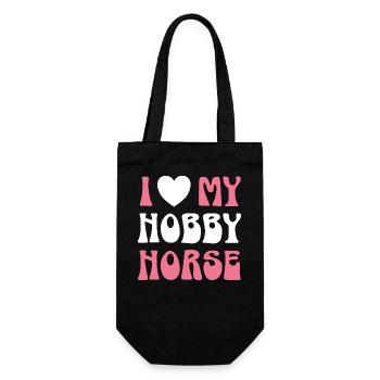 I Love My Hobby Horse Pferde Zubehör Steckenpferde - Geschenkbeutel für Flaschen - Schwarz - Vorne