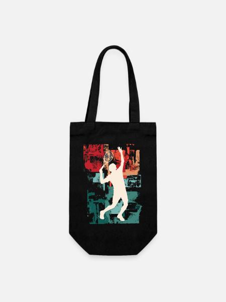 Tennis Tennisspieler Spieler Vintage Retro Bunt - Geschenkbeutel für Flaschen - Schwarz