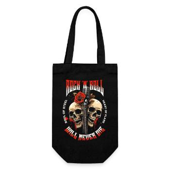 Rock N Roll Skull Electric Guitar Rose Music Rocker - Gift Bag for Bottles - black - Front
