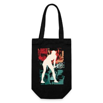Tennis Tennisspielerin Frau Sport Vintage Retro - Geschenkbeutel für Flaschen - Schwarz - Vorne