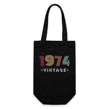 1974 Vintage - Anniversary, 50th Birthday - Gift Bag for Bottles - black - Front