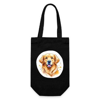 Golden Retriever Wasserfarben - Geschenkbeutel für Flaschen - Schwarz - Vorne