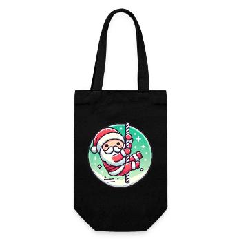 Lustiger Santa Pole Tanz Cartoon - Geschenkbeutel für Flaschen - Schwarz - Vorne