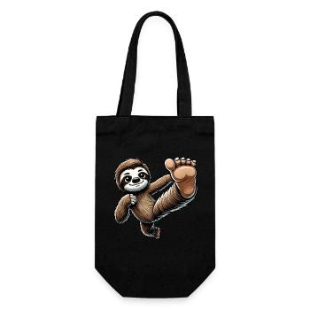 Faultier Karate Meister Tritt Sport Arts - Geschenkbeutel für Flaschen - Schwarz - Vorne