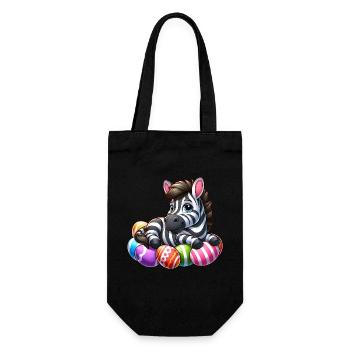 Cute Zebra Easter Egg Cartoon Easter - Gift Bag for Bottles - black - Front