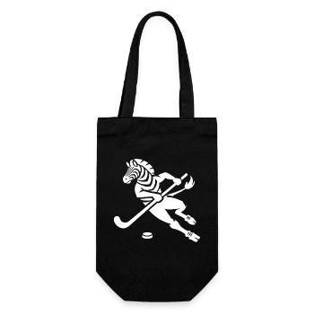 Minimalistisches Zebra Eishockey Silhouette - Geschenkbeutel für Flaschen - Schwarz - Vorne