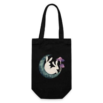 Kaninchen auf dem Mond - Geschenkbeutel für Flaschen - Schwarz - Vorne