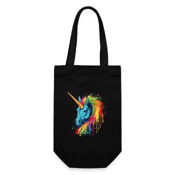 Licorne colorée à crinière arc-en-ciel - Sac à bouteille - noir - Devant