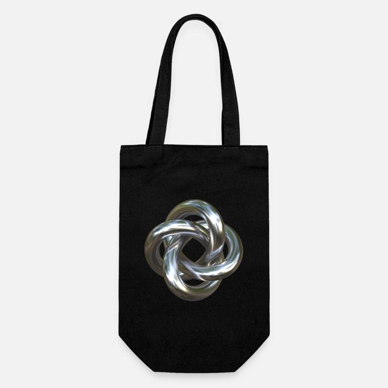Torusknoten Silber 3D - Geschenkbeutel für Flaschen - Schwarz