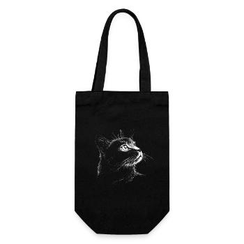 Portrait de chat (blanc) - Sac à bouteille - noir - Devant