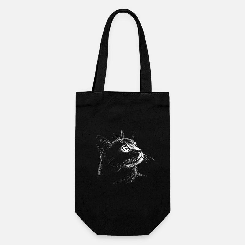 Portrait de chat (blanc) - Sac à bouteille - noir