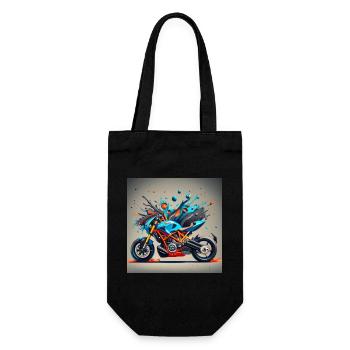 buntes Motorrad - Geschenkbeutel für Flaschen - Schwarz - Vorne