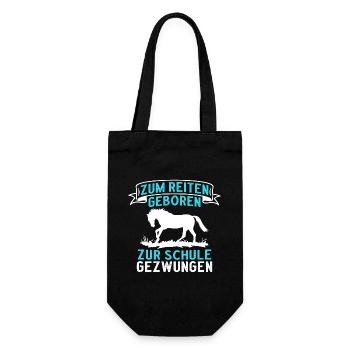 Zum Reiten Geboren Zur Schule Gezwungen - Geschenkbeutel für Flaschen - Schwarz - Vorne