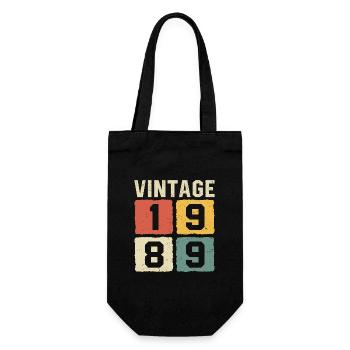 Vintage 1989 Born 1989 - Gift Bag for Bottles - black - Front