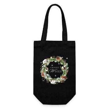 Lieblingszeit Winter Weihnachtskranz - Geschenkbeutel für Flaschen - Schwarz - Vorne
