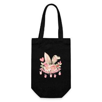 Frohe Ostern Hasenohren Mädchen - Geschenkbeutel für Flaschen - Schwarz - Vorne