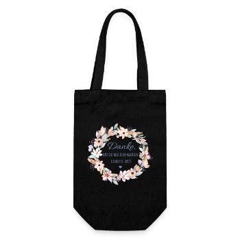 Danke, dass du mir beim wachsen geholfen hast! - Geschenkbeutel für Flaschen - Schwarz - Vorne