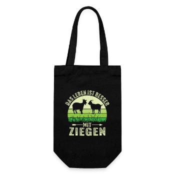 Das Leben ist besser mit Ziegen - Geschenkbeutel für Flaschen - Schwarz - Vorne