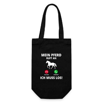Mein Pferd Ruft An Ich Muss Los Pferdebesitzer - Geschenkbeutel für Flaschen - Schwarz - Vorne
