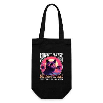 Mesmerizing sunset with feline friend - Gift Bag for Bottles - black - Front