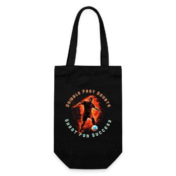 Soccer Striker In Action, Motivational Quote - Gift Bag for Bottles - black - Front