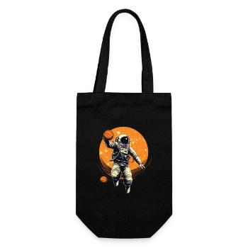 Astronaut, Basketball im Weltraum, Illustration - Geschenkbeutel für Flaschen - Schwarz - Vorne