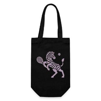 Zebra Tennis Silhouette Minimalistisches Design - Geschenkbeutel für Flaschen - Schwarz - Vorne
