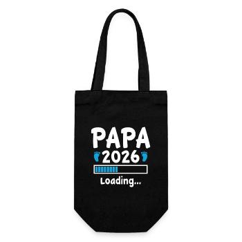 Papa Geschenk für werdende Vater Papa 2026 Loading - Geschenkbeutel für Flaschen - Schwarz - Vorne