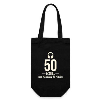 50 Not Listening Advice Headphones Funny - Gift Bag for Bottles - black - Front