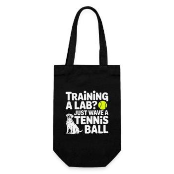Labrador Training Tennis Ball Funny Dog Design - Gift Bag for Bottles - black - Front