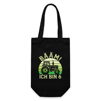 Ich bin 6 Jahre Drei Junge 6. Geburtstag Traktor - Geschenkbeutel für Flaschen - Schwarz - Vorne
