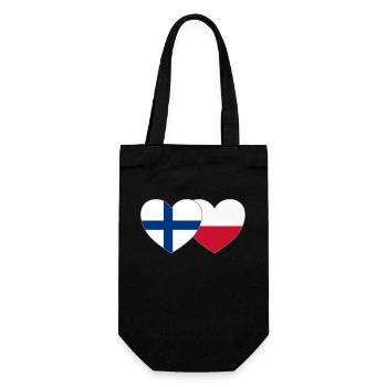 Finnland Polen Flagge Herz - Geschenkbeutel für Flaschen - Schwarz - Vorne