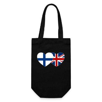 Finnland Großbritannien Flagge Herz - Geschenkbeutel für Flaschen - Schwarz - Vorne