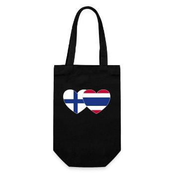 Finnland Thailand Flagge Herz - Geschenkbeutel für Flaschen - Schwarz - Vorne