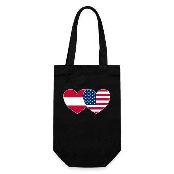 Austria USA Flag Heart - Gift Bag for Bottles - black - Front