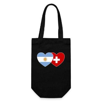 Argentine Suisse Drapeau Coeur - Sac à bouteille - noir - Devant