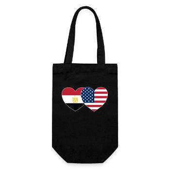 Egypt USA Flag Heart - Gift Bag for Bottles - black - Front