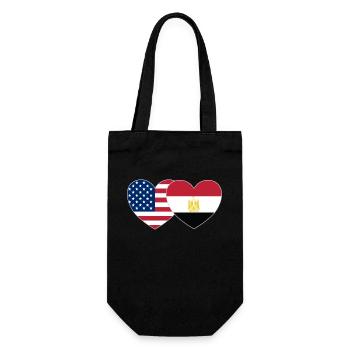 USA Egypt Flag Heart - Gift Bag for Bottles - black - Front