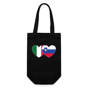 Italien Slowenien Flagge Herz - Geschenkbeutel für Flaschen - Schwarz - Vorne
